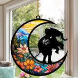 Elephant Memorial Suncatcher, Pet Loss Suncatcher Bereavement Elephant Loss Gift Personalized with Name Suncatcher Gift for Elephant Lovers Hanging Ornament for Xmas, Car, Window Decoration