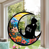 Domestic Shorthair Cat Memorial Suncatcher, Personalized with Name Date Shorthair Cat Suncatcher, Pet Loss Suncatcher Light Catcher Gift for Cat Lover Christmas Cat Ornament Window Hangings