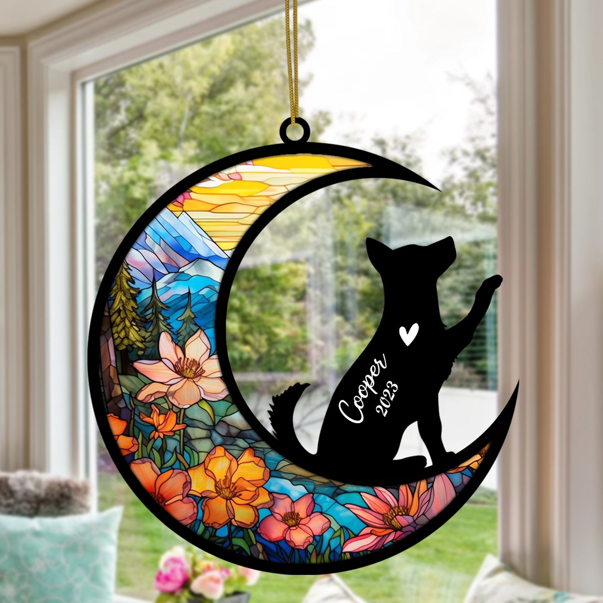Personalized Husky Suncatcher Christmas Ornament Gift, Customized Husky Name and Date, Custom Dog Breeds Ornament, Pet Loss Catcher, Gifts for Dog Lovers Loss of Dog Sympathy