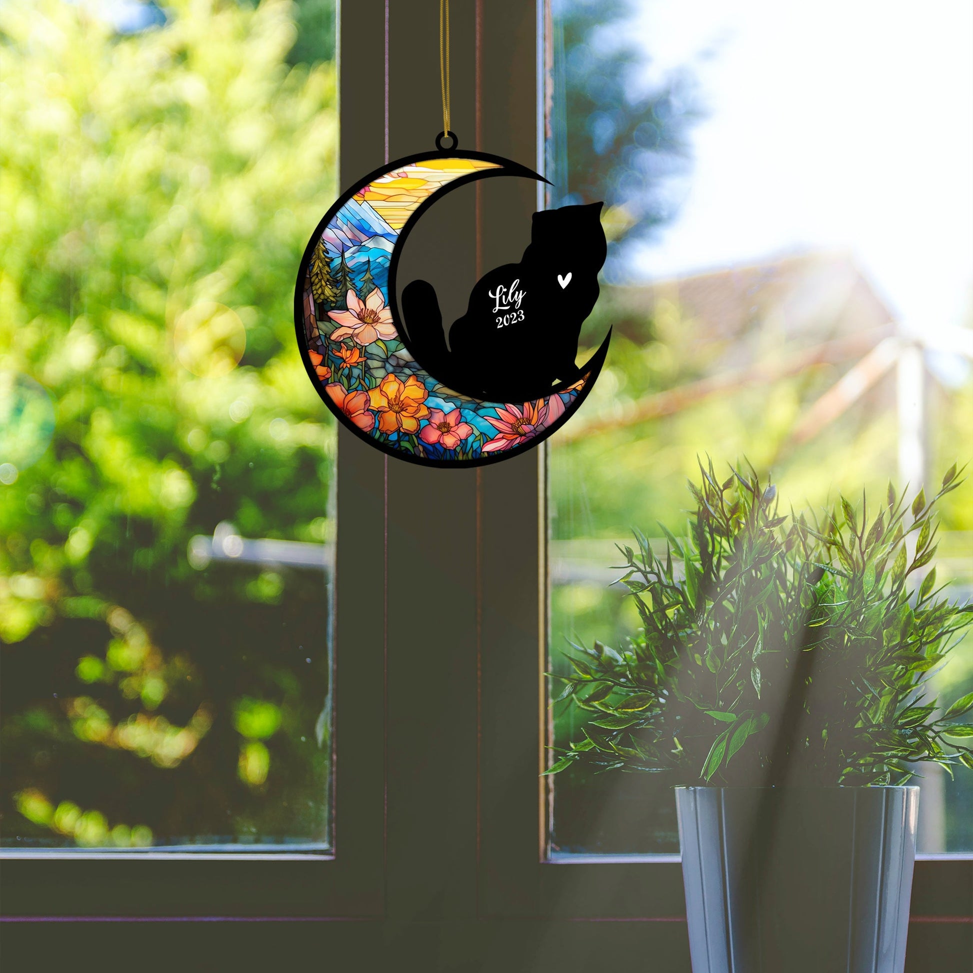 Exotic Shorthair Cat Memorial Suncatcher, Personalized with Name Date Cat Breeds Suncatcher, Pet Loss Light Catcher, Gifts for Cat Lovers, Christmas Cat Ornament Window, Home Hangings
