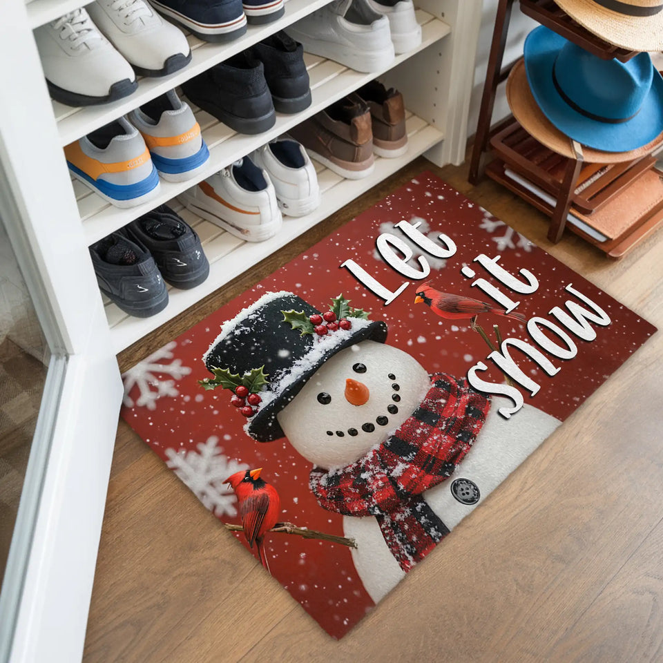 Snowman Christmas Doormat – Let It Snow Welcome Mat