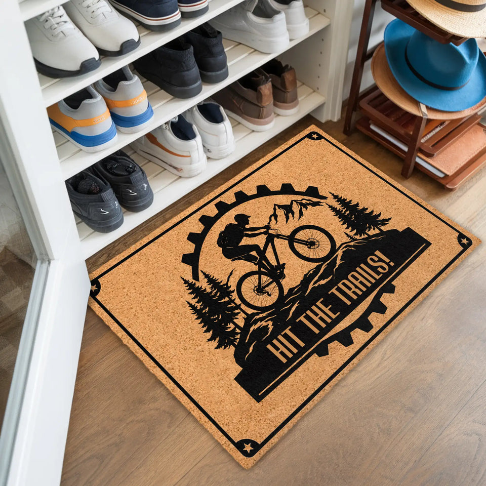 Personalized Mountain Bike Doormat – Custom Text Welcome Ma