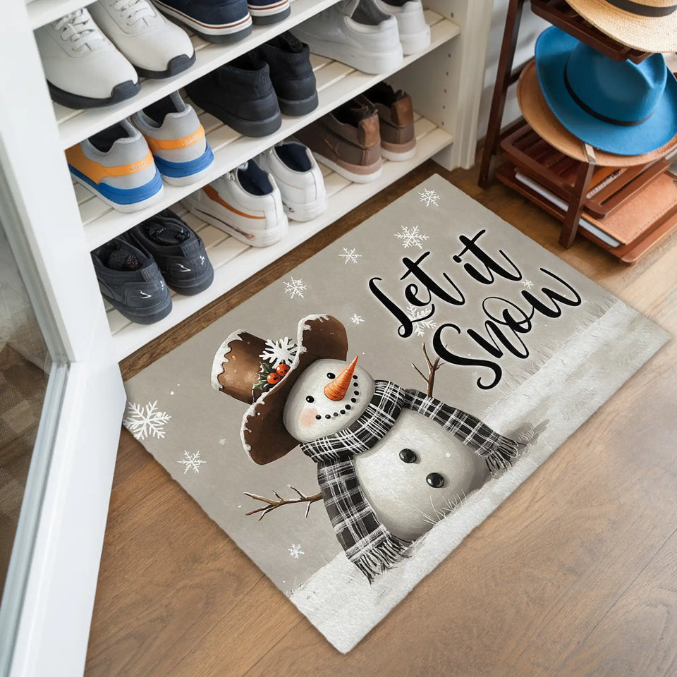 Snowman Winter Doormat – Let It Snow Welcome Mat
