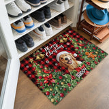 Personalized Dog Christmas Doormat – Custom Pet Name Welcome Mat