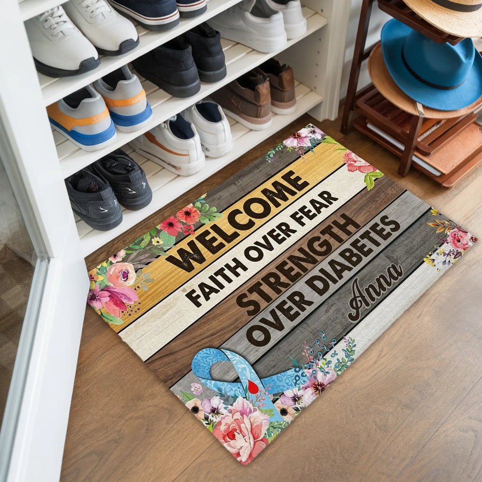 Personalized Diabetes Awareness Doormat – Custom Name Mat