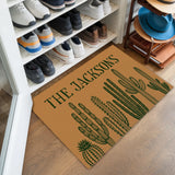Personalized Cactus Doormat – Custom Family Name Welcome Mat