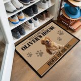 Personalized Dog House Doormat – Custom Owner Name Welcome Mat