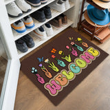 Retro Hand Gesture Doormat – Colorful Floral Welcome Mat
