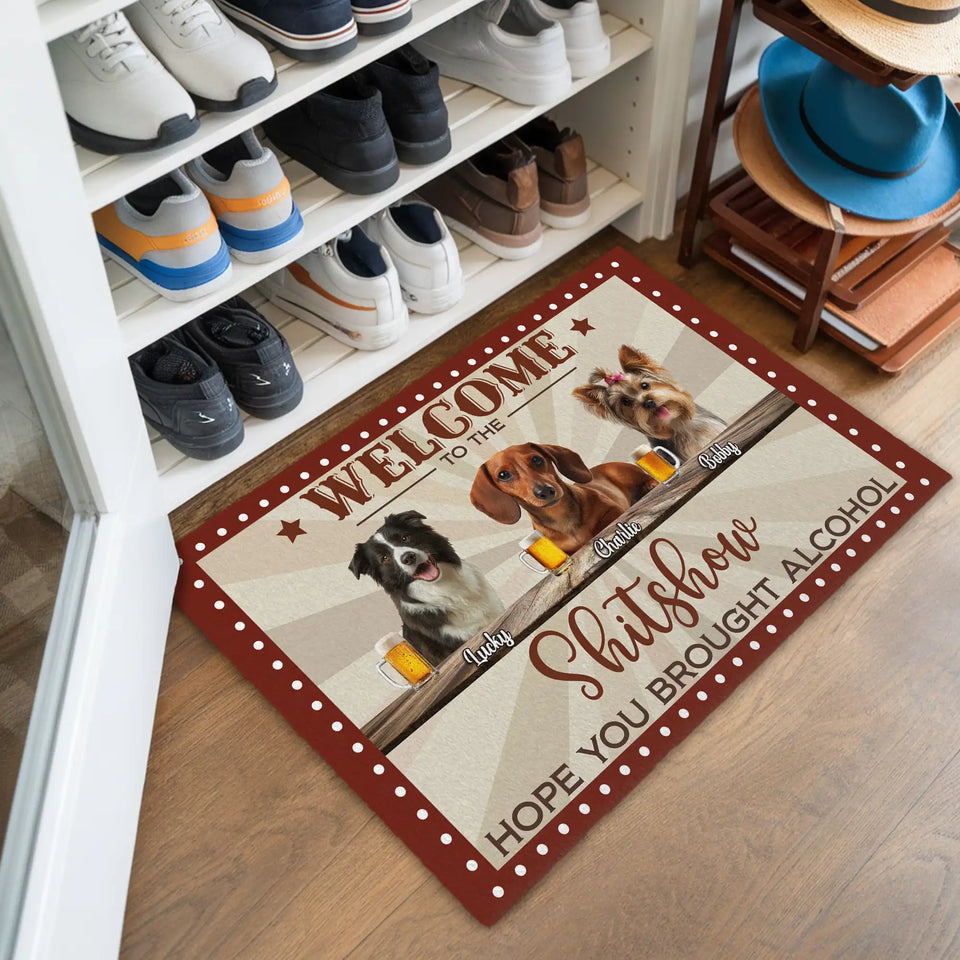 Personalized Dog Bar Doormat – Custom Pet Names Funny Welcome Mat