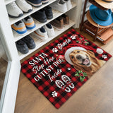 Personalized Dog Christmas Doormat – Santa Stop Here Welcome Mat