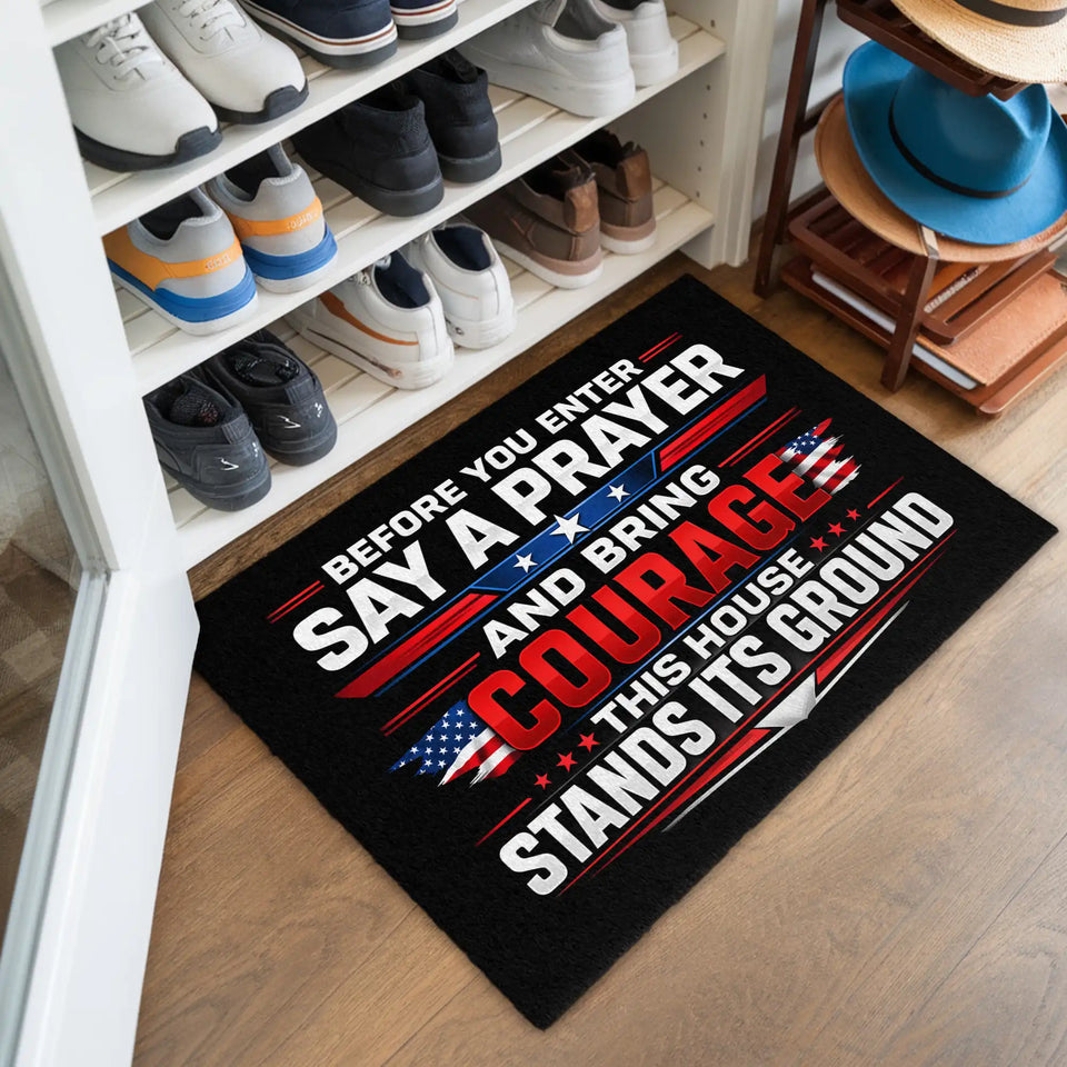 Patriotic Prayer Doormat – American Flag Welcome Mat