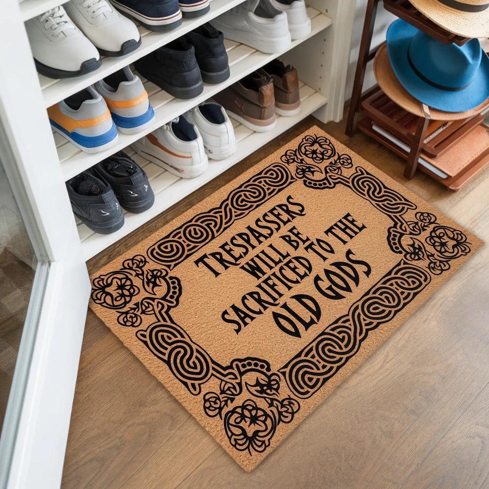 Viking Knotwork Doormat – Old Gods Warning Welcome Mat