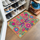 Mexican Folk Art Doormat – Colorful Floral Bird Welcome Mat