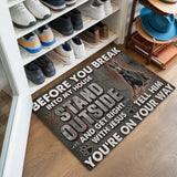 Personalized Doberman Warning Doormat – Custom Name Christian Mat