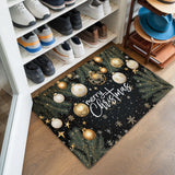 Elegant Christmas Doormat – Black Gold Ornament Welcome Mat