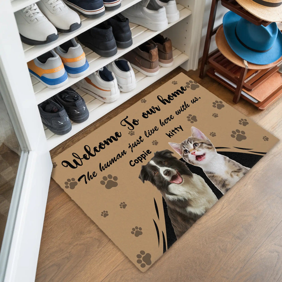 Personalized Paw Print Pet Doormat – Custom Dog & Cat Photo Mat