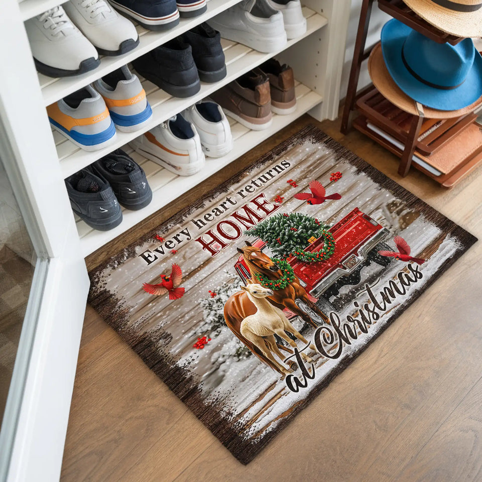 Christmas Horse Doormat – Rustic Farmhouse Holiday Welcome Mat