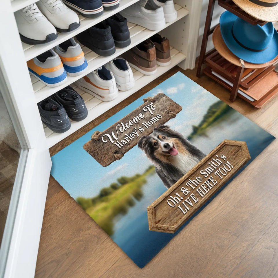 Personalized Lakeside Dog Doormat – Custom Pet & Family Name Mat
