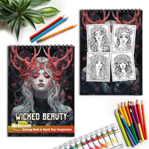 Wicked Beauty Spiral Bound Coloring Book, Unleash Your Creativity with 30 Mesmerizing Coloring Pages of Wicked Beauty, Embracing the Dark Elegance of Horror