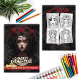 Ghastly Enchantress Spiral Bound Coloring Book, Delight in 30 Whimsical Coloring Pages of the Ghastly Enchantress for Gothic Art Admirers to Embrace the Quirky Charm and Sophisticated Creepy Vibes of Dark Fantasy Scenes