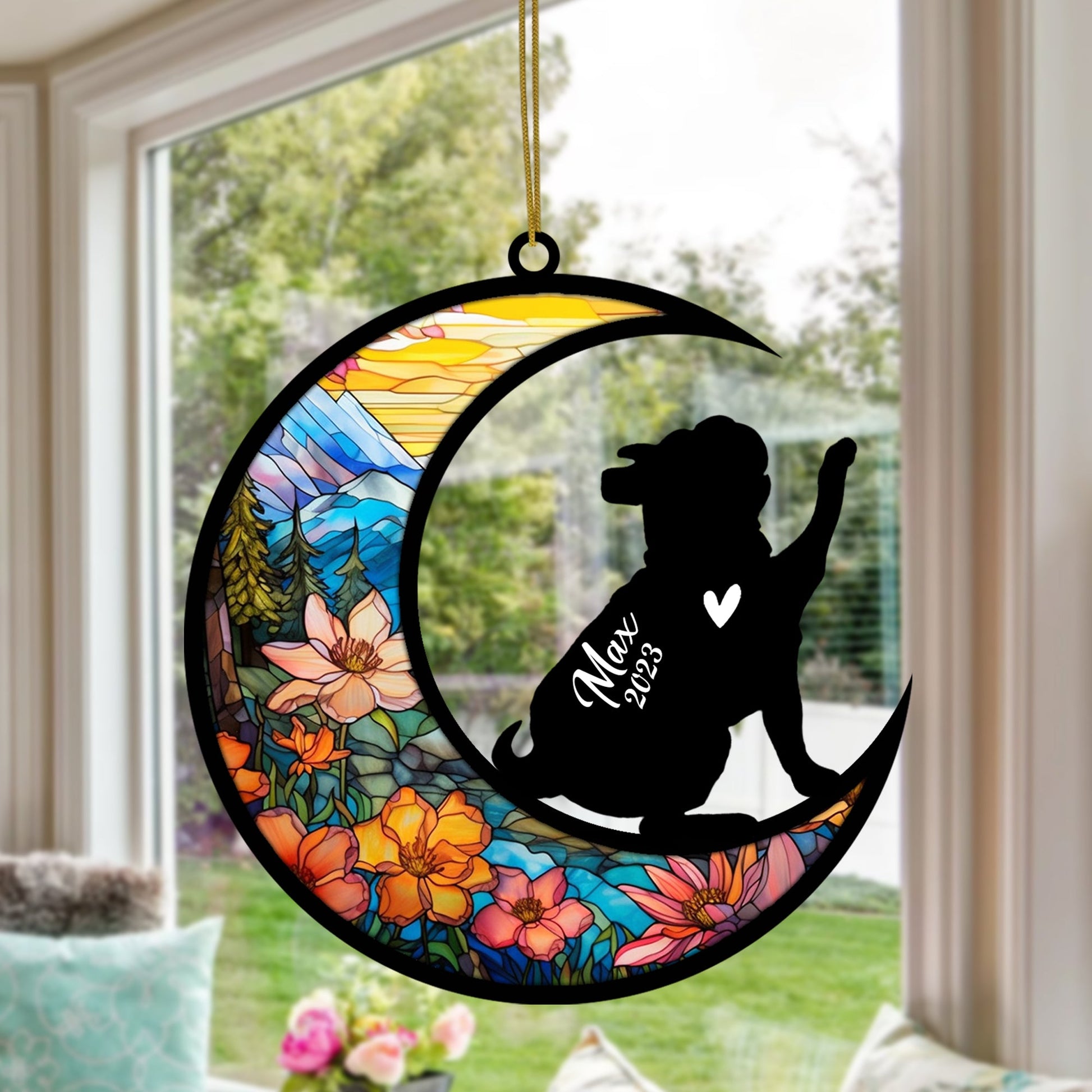 Personalized Bulldog Memorial Suncatcher Bulldog Christmas Ornament with Name Date Pet Loss Stained Glass Light Catcher Dog Memorial Ornament Loss of Pet Sympathy Gift Dog Bereavement Gift