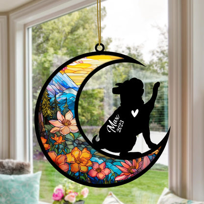 Personalized Bulldog Memorial Suncatcher Bulldog Christmas Ornament with Name Date Pet Loss Stained Glass Light Catcher Dog Memorial Ornament Loss of Pet Sympathy Gift Dog Bereavement Gift