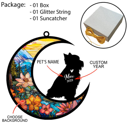 Yorkshire Terrier Dog Memorial Suncatcher, Personalized with Name Date Dog Breeds Suncatcher, Pet Loss Suncatcher, Gifts for Dog Lovers, Dog Memorial Ornament Loss of Pet Sympathy Gift