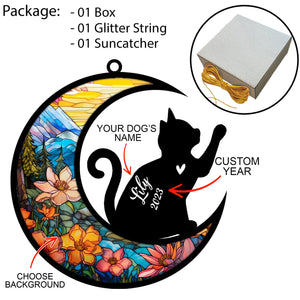 Personalized Cat Memorial Suncatcher, Custom with Name Cat Breeds Suncatcher, Pet Loss Light Catcher , Gifts for Cat Lovers, Christmas Cat Ornament Office, Car, Window Hangings