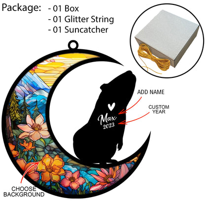 Guinea Pig Memorial Suncatcher, Personalized Pet Loss Suncatcher, Bereavement Guinea Pig Loss Gift Suncatcher Gifts for Guinea Pig Lovers Hanging Ornaments for Xmas, Car, Window Decoration
