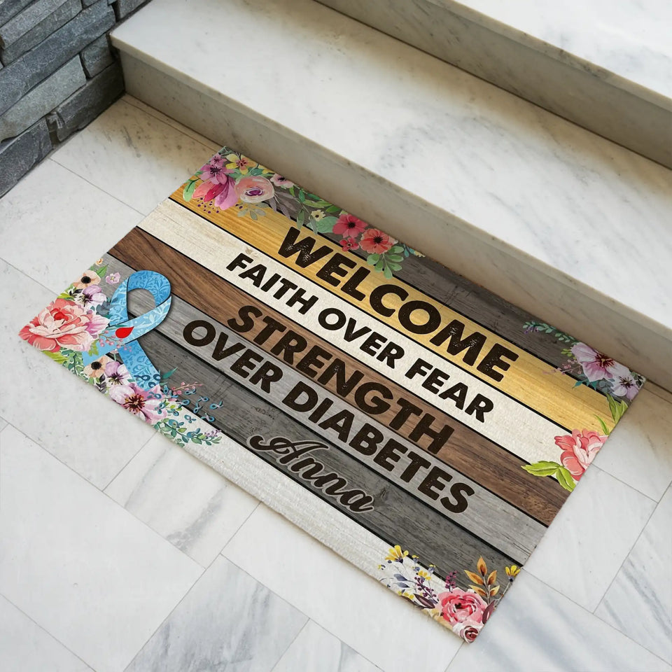 Personalized Diabetes Awareness Doormat – Custom Name Mat