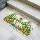 Personalized Bee Cactus Doormat – Custom Family Name Mat