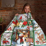 Snowman Christmas Blanket – Let It Snow Cardinal & Deer Holiday Throw