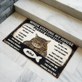 Personalized Cat House Rules Doormat – Custom Pet Name Mat