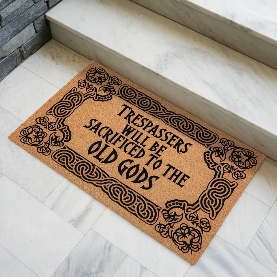 Viking Knotwork Doormat – Old Gods Warning Welcome Mat