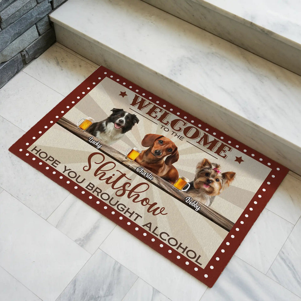 Personalized Dog Bar Doormat – Custom Pet Names Funny Welcome Mat