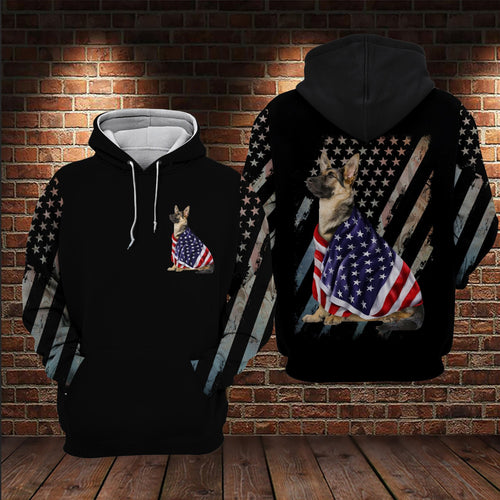 German Shepherd Love America US Unisex Size Hoodie