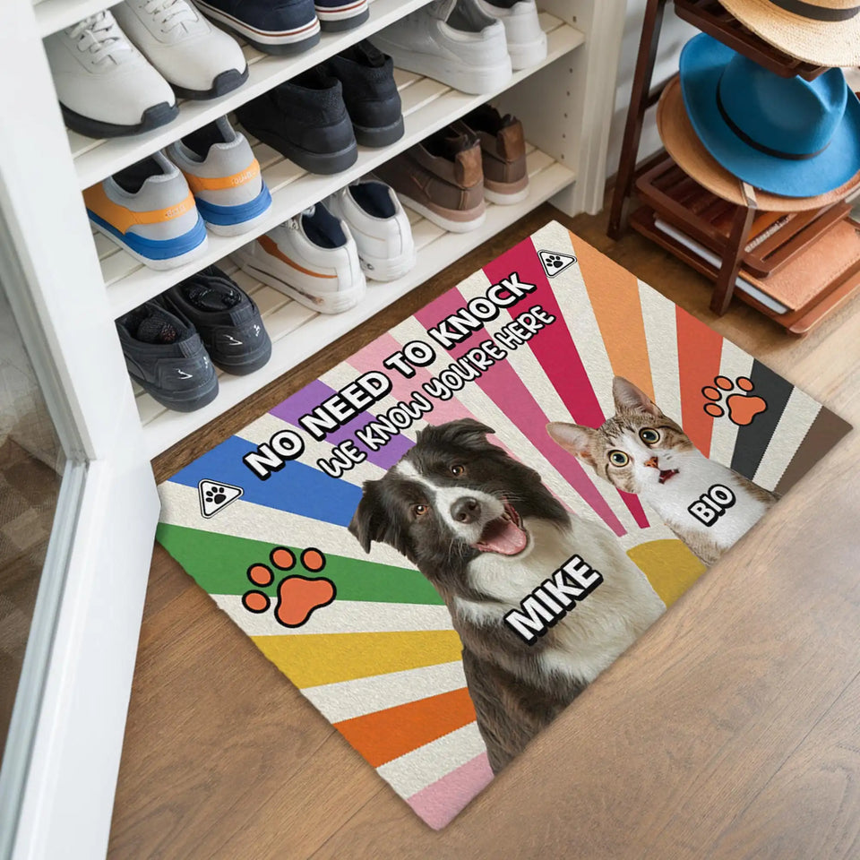 Personalized Retro Pet Doormat – Custom Dog & Cat Photo Mat
