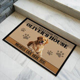 Personalized Dog House Doormat – Custom Owner Name Welcome Mat