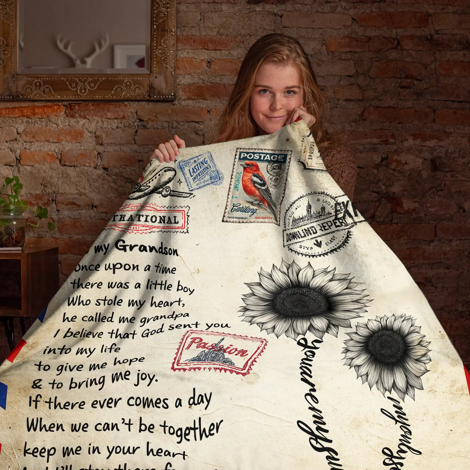 Personalized Grandson Blanket From Grandpa – Sunflower Airmail Gift