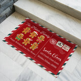 Personalized Gingerbread Family Christmas Doormat – Santa Mail Mat
