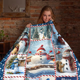 Snowman Christmas Blanket – Cardinal & Woodland Winter Patchwork Throw