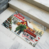 Personalized Family Christmas Doormat – Red Truck Welcome Mat