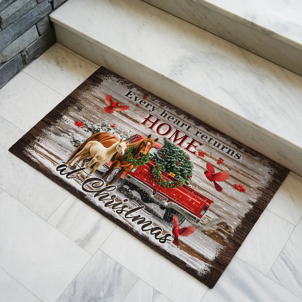 Christmas Horse Doormat – Rustic Farmhouse Holiday Welcome Mat