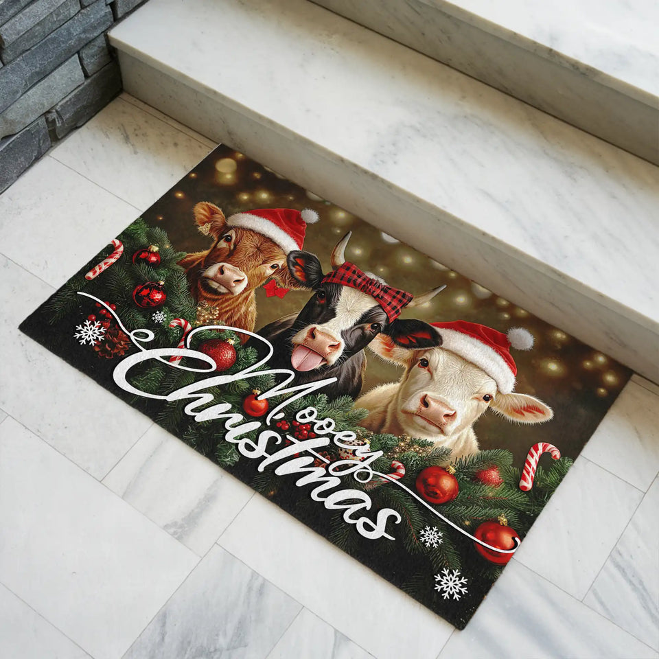 Christmas Cow Doormat – Funny Mooey Christmas Welcome Mat