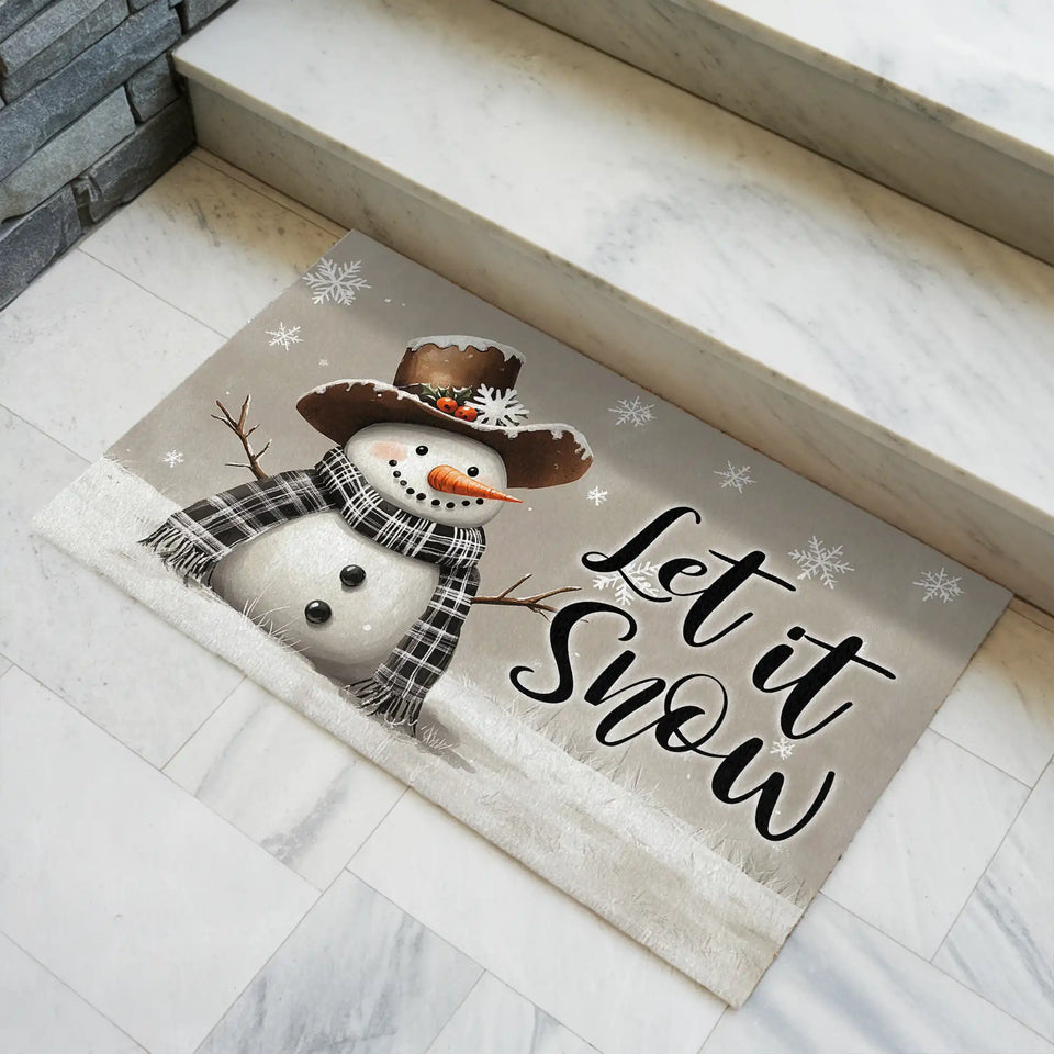 Snowman Winter Doormat – Let It Snow Welcome Mat