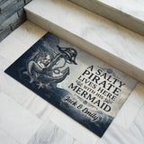 Personalized Pirate Mermaid Doormat – Nautical Couple Name Mat
