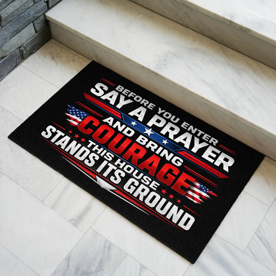 Patriotic Prayer Doormat – American Flag Welcome Mat