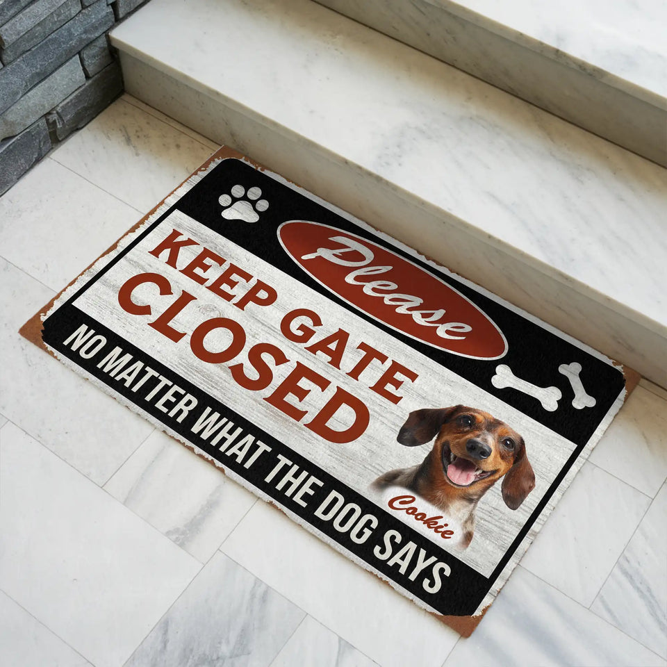 Personalized Dog Gate Doormat – Custom Pet Name Warning Mat