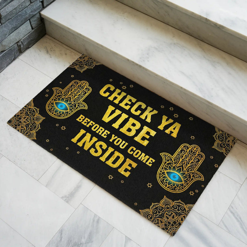 Spiritual Hamsa Doormat – Evil Eye Good Vibes Welcome Mat