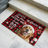 Personalized Dog Christmas Doormat – Santa Stop Here Welcome Mat
